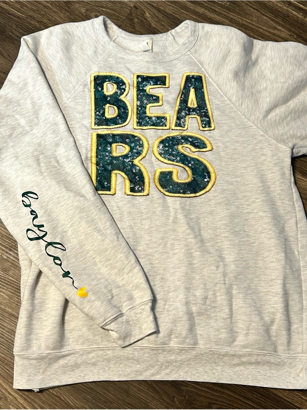Heather Gray BAYLOR BEARS Sequin Applique Sweatshirt